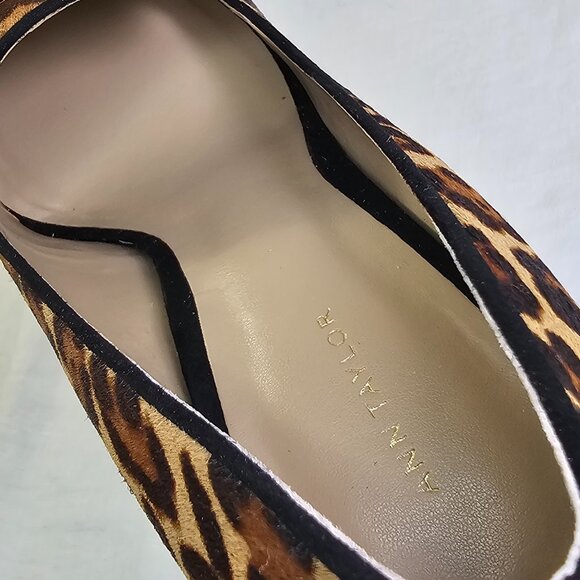 Ann Taylor Beck Leopard Print Calf Hair 3.5” Loafer Stiletto Heel Pump 9M - Picture 9 of 14